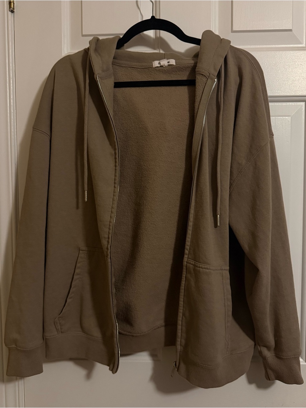 H&M Zip-Front Hoodie Jacket in Light Brown